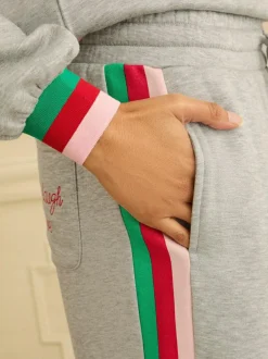 Love & Roses Jersey Loungewear Bottoms Grey Rainbow Tipped Online