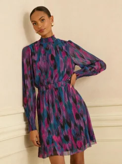 Love & Roses Multi Abstract Print High Neck Mini Dress Discount