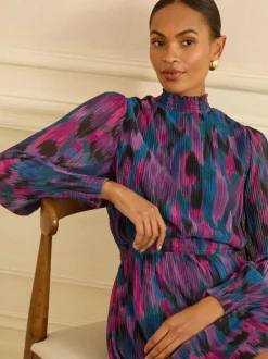 Love & Roses Multi Abstract Print High Neck Mini Dress Discount