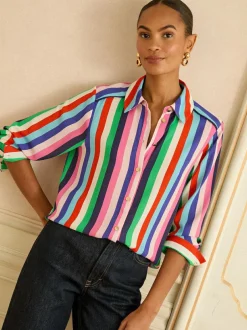 Love & Roses Long Sleeve Button Through Shirt Multi Stripe Online