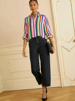 Love & Roses Long Sleeve Button Through Shirt Multi Stripe Online