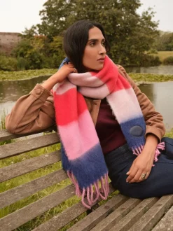 Love & Roses Pink/Blue Stripe Brushed Scarf Outlet