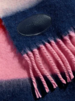 Love & Roses Pink/Blue Stripe Brushed Scarf Outlet