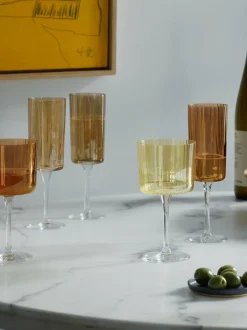 LSA International Gems Assorted Set of 210ml Champagne Flute Amber/Orange Hot