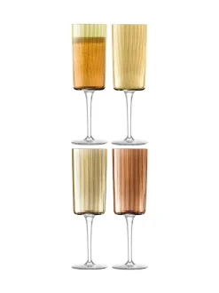 LSA International Gems Assorted Set of 210ml Champagne Flute Amber/Orange Hot