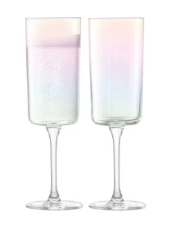 LSA International Set of 2 Mother of Pearl Iridescence Champagne Flutes 210ml Discount
