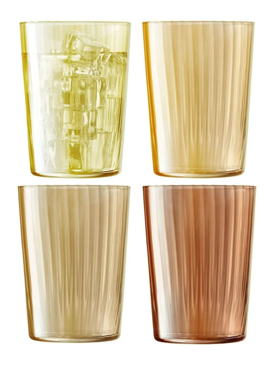 LSA International Set of 4 Gems Tumblers 560ml Assorted Amber and Orange Outlet