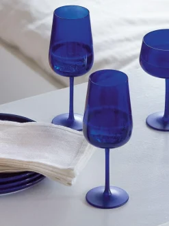 LSA International Set of 2 Arc Contrast Flute Glasses 280ml Cobalt Blue New