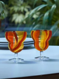 LSA International Set of 2 Folk Water Wine Glasses 230ml Orange Best