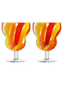 LSA International Set of 2 Folk Water Wine Glasses 230ml Orange Best