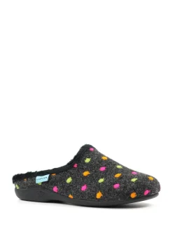 Lunar Black Peanut Polka Dot Mule Slippers Clearance