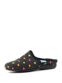 Lunar Black Peanut Polka Dot Mule Slippers Clearance