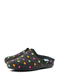 Lunar Black Peanut Polka Dot Mule Slippers Clearance