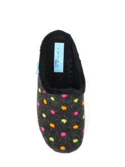 Lunar Black Peanut Polka Dot Mule Slippers Clearance