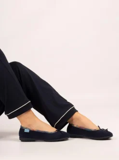 Lunar Blue Bow Tartan Trim Pump Slippers Outlet