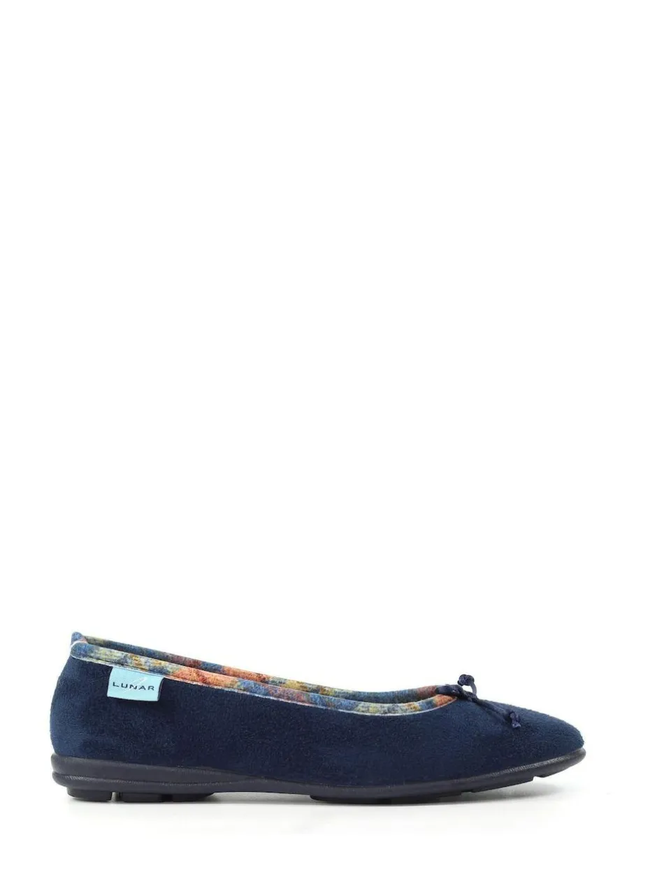 Lunar Blue Bow Tartan Trim Pump Slippers Outlet