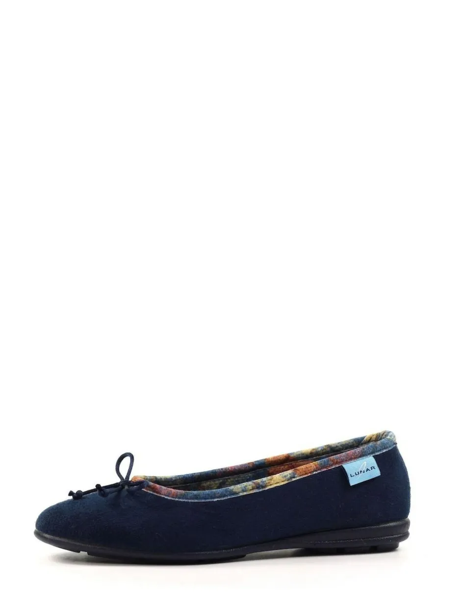 Lunar Blue Bow Tartan Trim Pump Slippers Outlet
