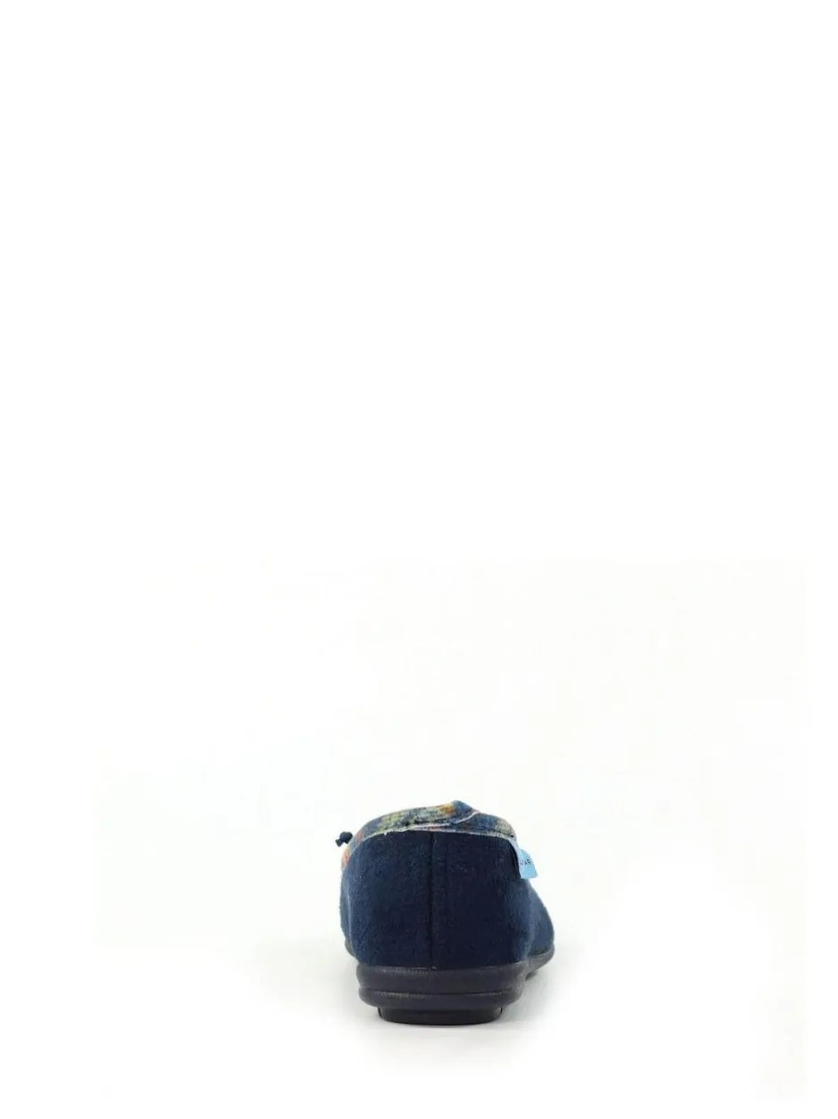 Lunar Blue Bow Tartan Trim Pump Slippers Outlet