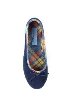 Lunar Blue Bow Tartan Trim Pump Slippers Outlet