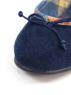 Lunar Blue Bow Tartan Trim Pump Slippers Outlet