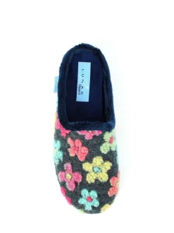 Lunar Blue Dolly Flower Mule Slippers Hot