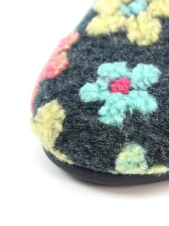 Lunar Blue Dolly Flower Mule Slippers Hot