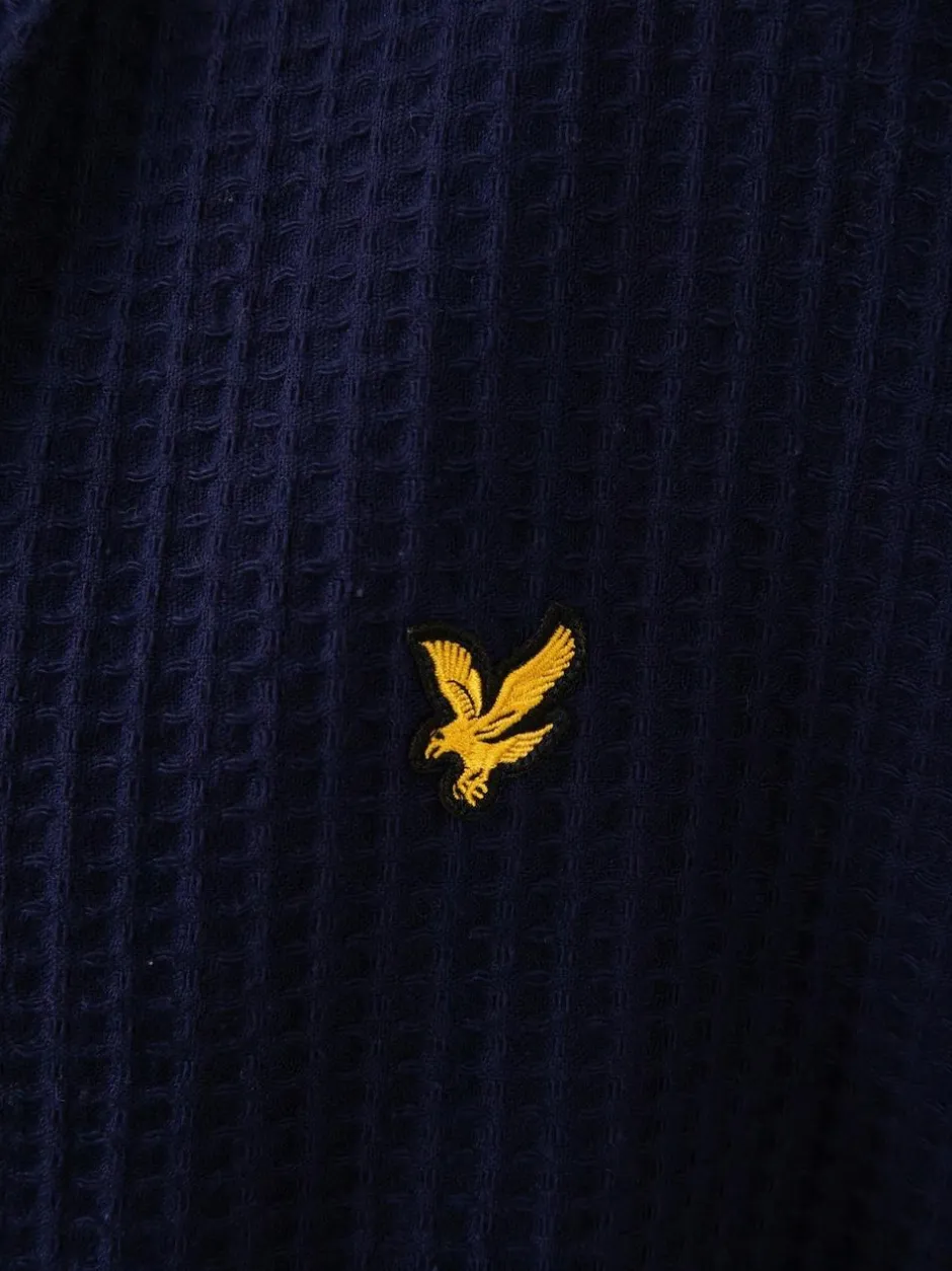 Lyle & Scott 100% Cotton Premium Waffle Bathrobe Blue New