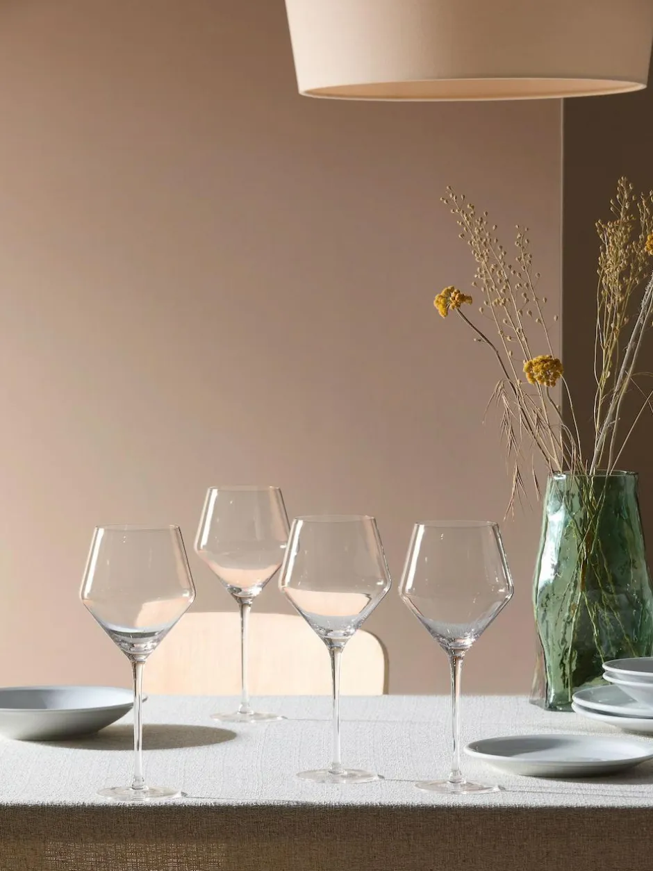MADE.COM Clear Velma Crystal Tapered Set of 4 Red Wine Glasses Clearance