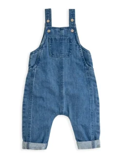 Mamas & Papas Blue Stripe T-Shirt And Denim Dungaree Set Clearance