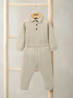 Mamas & Papas Brown Knit Polo Bodysuit & Bottoms Set Discount