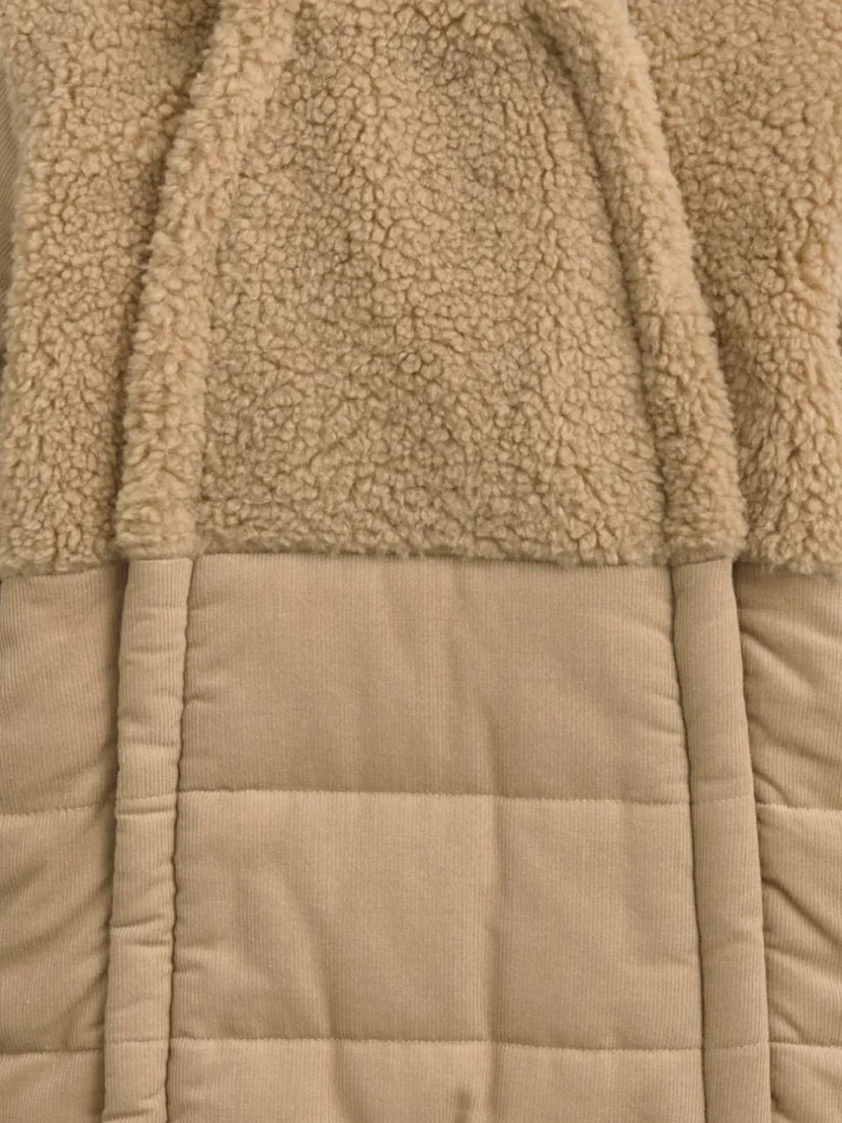 Mamas & Papas Brown Quilted Cord and Borg Pramsuit with 3D Ears New