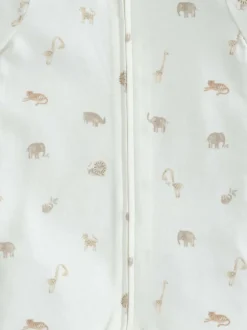 Mamas & Papas Cream 100% Cotton Safari Print Zip Shortie Romper Discount