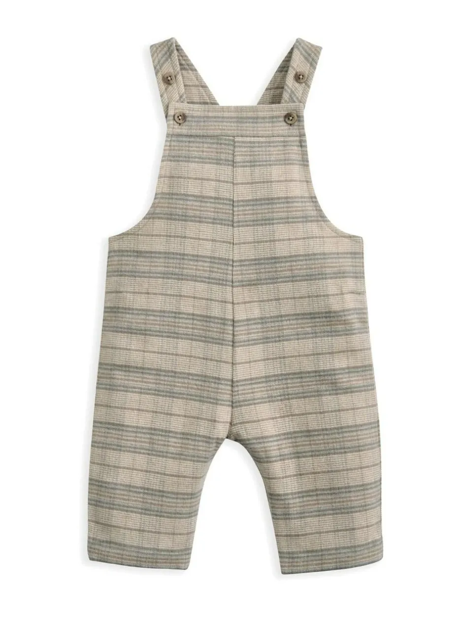 Mamas & Papas Cream Check Dungarees & Striped Shirt Set Clearance