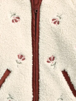 Mamas & Papas Cream Embroidered Hooded Borg Jacket Outlet