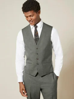 Next Regular Fit Motionflex Stretch Waistcoat Marl Green Outlet