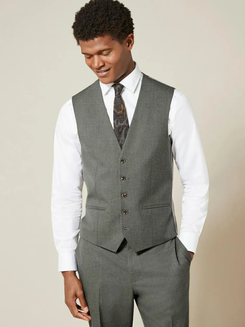 Next Regular Fit Motionflex Stretch Waistcoat Marl Green Outlet