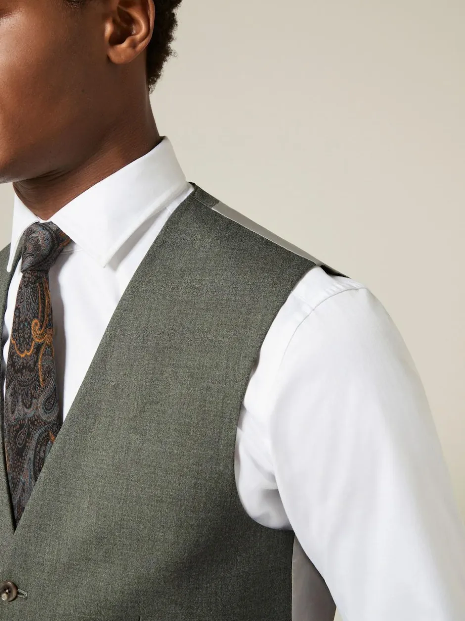 Next Regular Fit Motionflex Stretch Waistcoat Marl Green Outlet