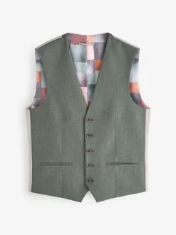 Next Regular Fit Motionflex Stretch Waistcoat Marl Green Outlet