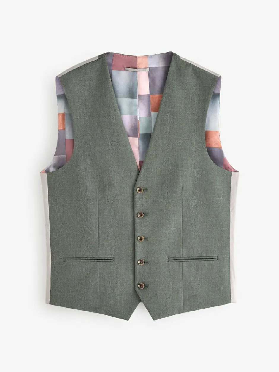 Next Regular Fit Motionflex Stretch Waistcoat Marl Green Outlet