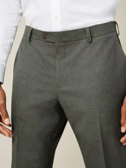 Next Slim Fit Motionflex Stretch Suit Trousers Marl Green New