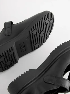 Next Matt Black Leather T-Bar Chunky School Shoes Outlet