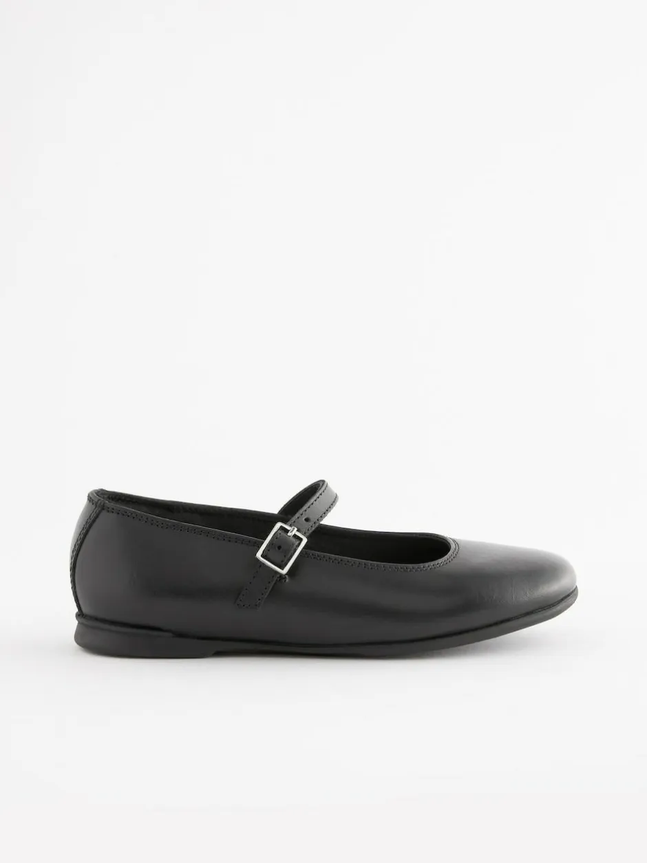 Next Standard Fit (F) Leather Mary Jane School Shoes Matt Black Discount