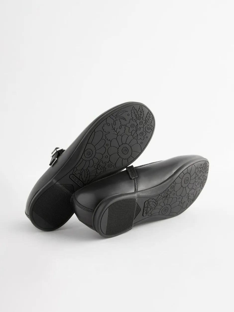 Next Standard Fit (F) Leather Mary Jane School Shoes Matt Black Discount