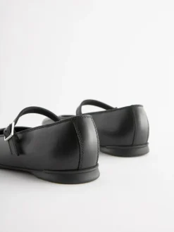 Next Standard Fit (F) Leather Mary Jane School Shoes Matt Black Discount