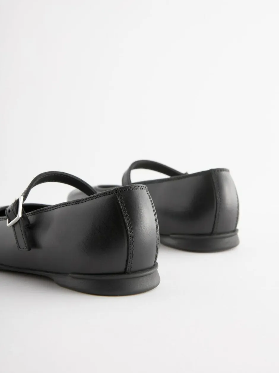 Next Standard Fit (F) Leather Mary Jane School Shoes Matt Black Discount