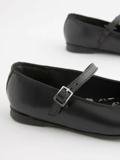 Next Standard Fit (F) Leather Mary Jane School Shoes Matt Black Discount