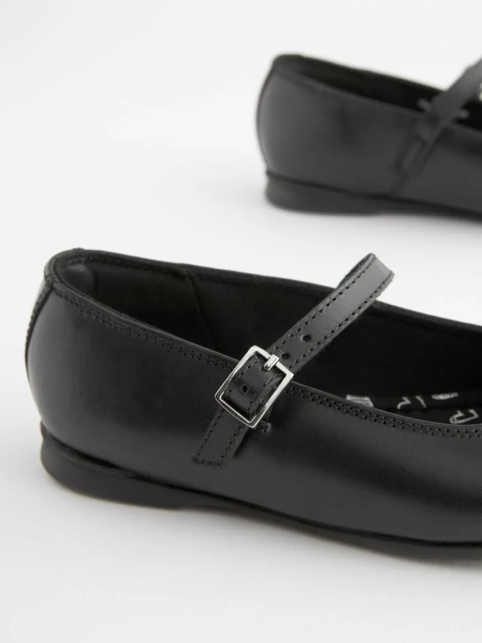 Next Standard Fit (F) Leather Mary Jane School Shoes Matt Black Discount