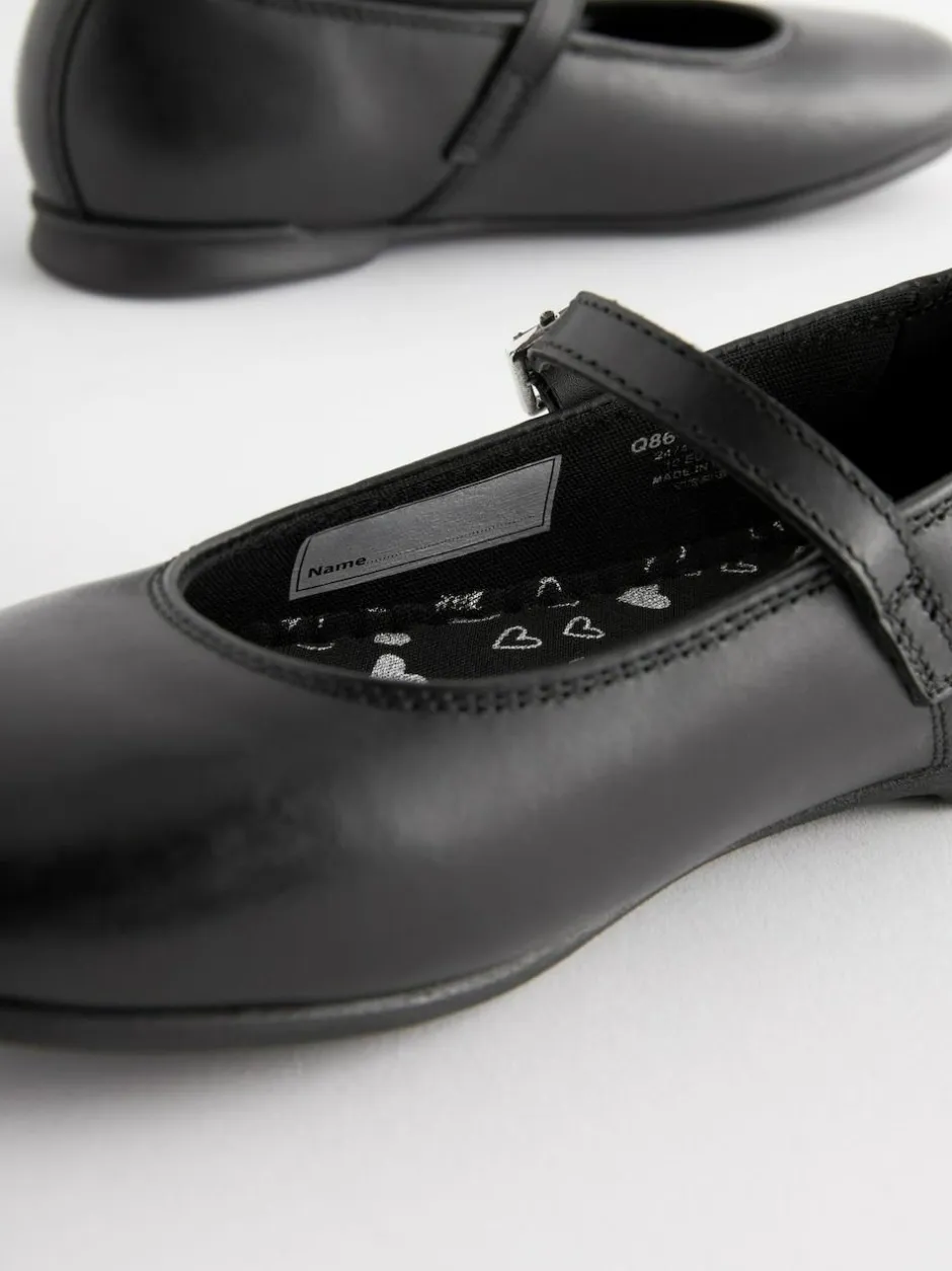 Next Standard Fit (F) Leather Mary Jane School Shoes Matt Black Discount