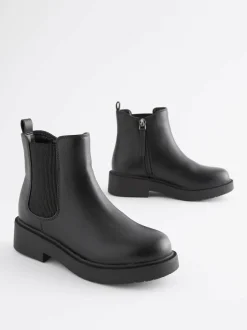 Next Wide Fit (G) Chelsea Ankle Boots Matt Black Sale