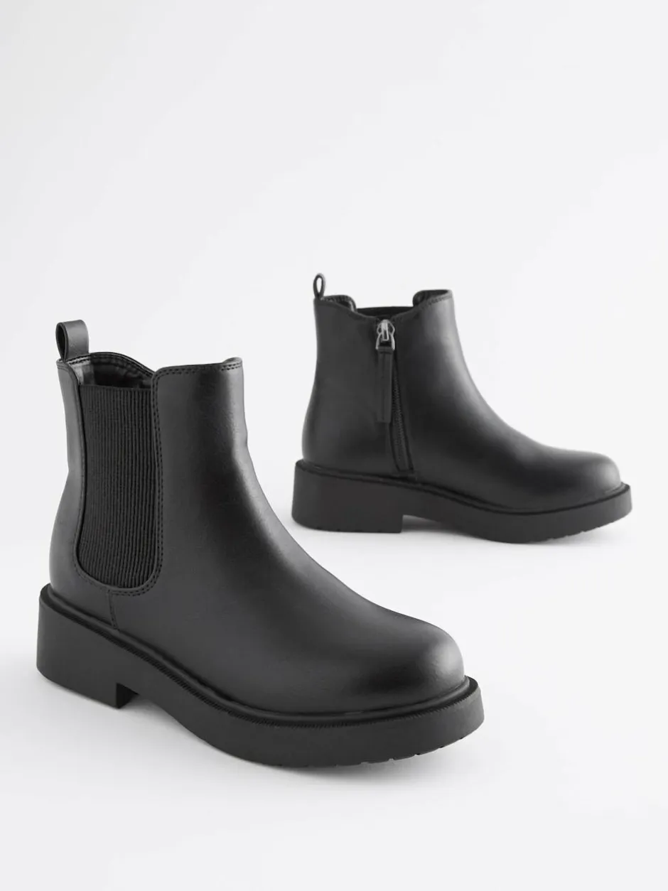 Next Wide Fit (G) Chelsea Ankle Boots Matt Black Sale